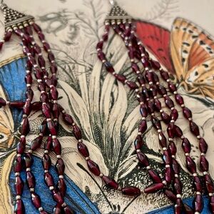 Vintage Moroccan Red Garnet Necklace with .925 Sterling Silver